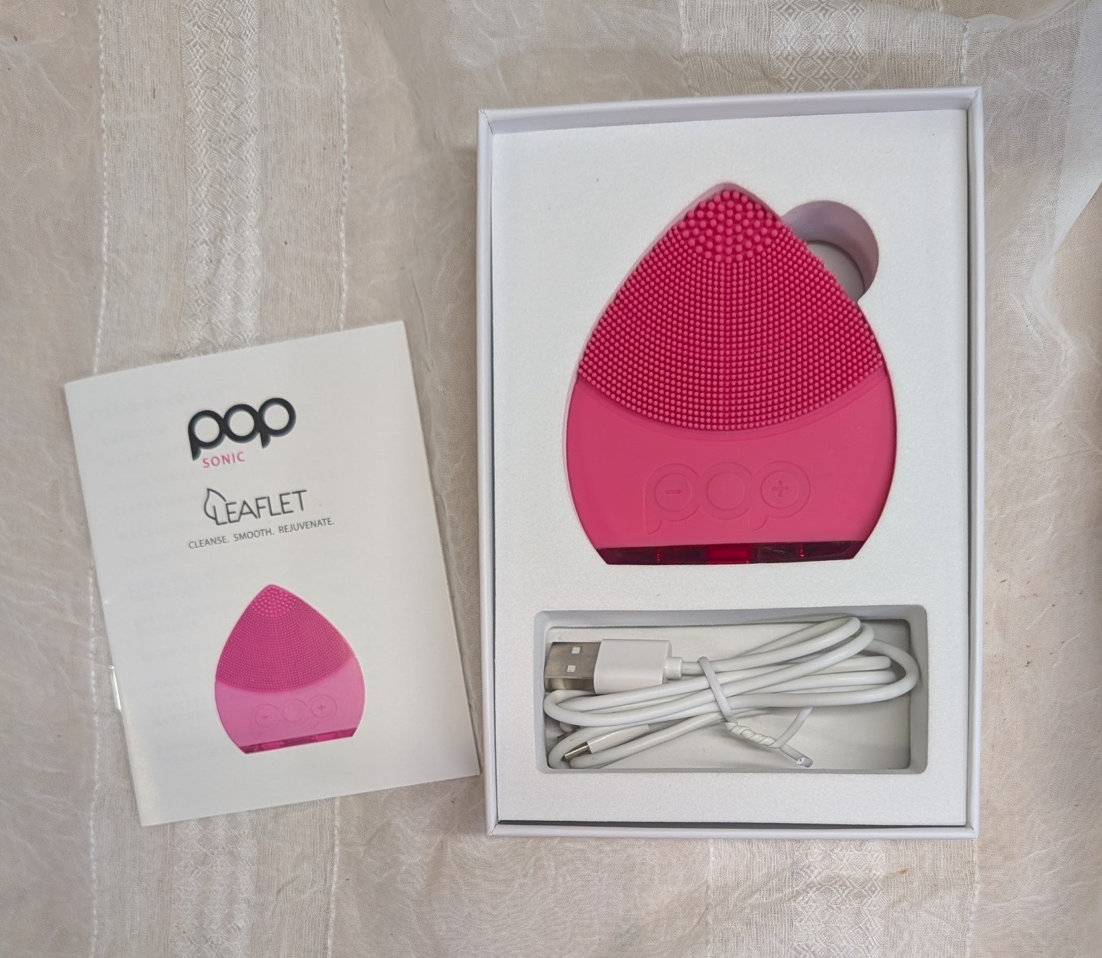 POP SONIC LEAFLET SONIC FACIAL CLEANSING DEVICE - PINK BEAUTY - NOB