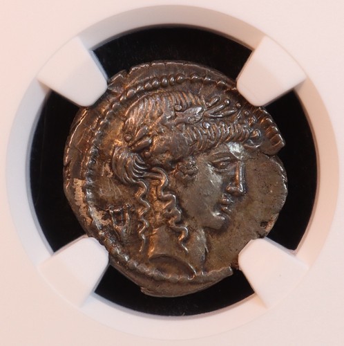 Roman Imperatorial P. Clodius Turrinus Denarius (42 BC) - NGC AU! Stunning! PQ+