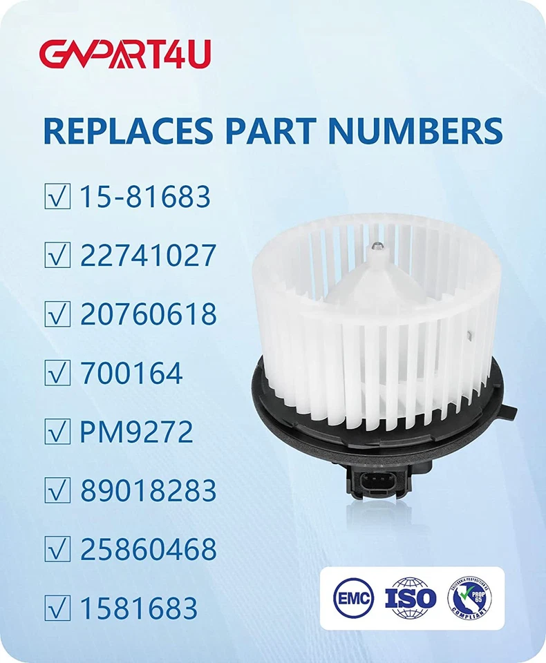 HVAC Heater Blower Motor Fan for Chevy Silverado GMC Sierra Yukon Cadillac Tahoe Foto 4 de 4