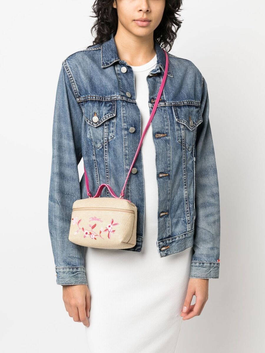 Longchamp Le Panier Pliage Vanity Floral Embroidered XS Longchamp Le Panier Pliage Vanity Floral Embroidered XS