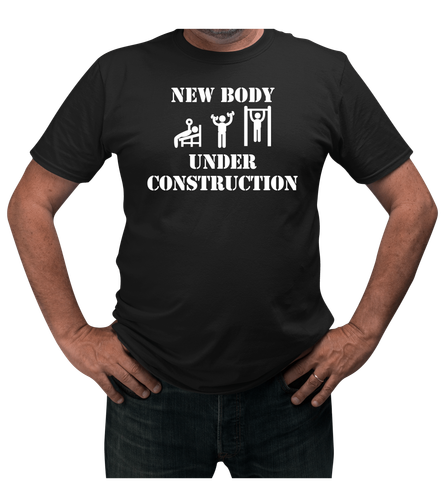 New Body Under Construction T-Shirt Novelty Gym, Keep fit, Weight Training Tee - Picture 9 of 15