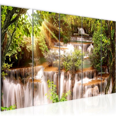 Wandbilder Set | Wasserfall | XXL Bild Schlafzimmer Wohnzimmer Flur
