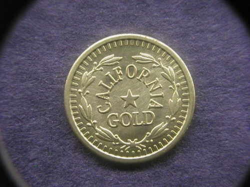 1855 Round Indian Head California Gold 2 1/2 Dollar Token/Coin: Center Star back