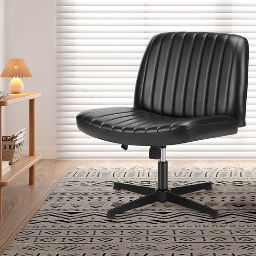 Armless Cross Legged Chair Height Adjustable with PU Leather - No Wheels - Picture 22 of 33