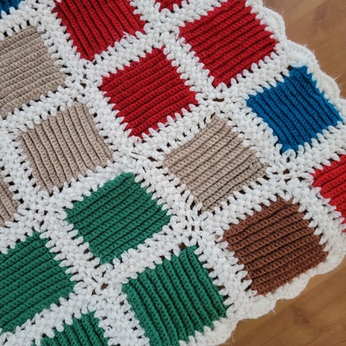 Handmade Crocheted Granny Squares Blanket Throw crochet colorful 45" x 34" EUC - Picture 11 of 11