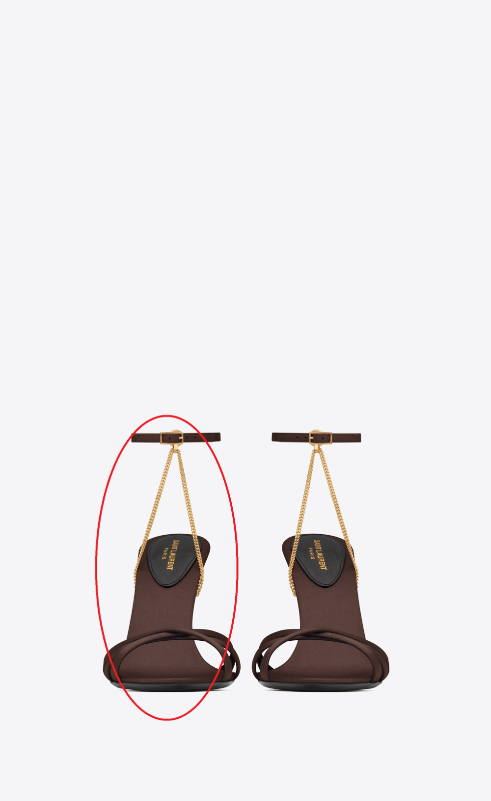 SAINT LAURENT sandali donna con tacco melodia in crepe raso marrone taglia UK 4