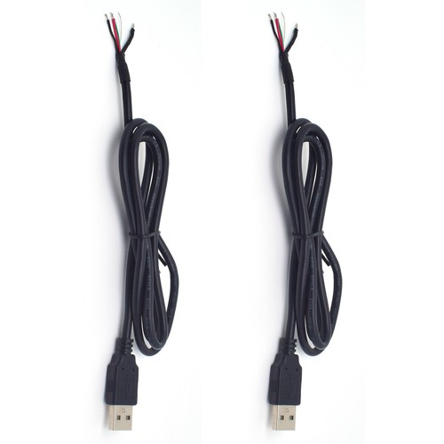 2pcs 1M/3FT USB Male 4 Pin Bare Wire Cable 5V3A - Power Pigtail for Repair/DIY - 第 1/6 張圖片