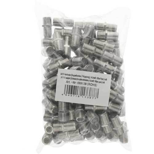 Thumbnail - Inline Sat F-verbinder (doppelbuchse, F-kupplung), 100er Pack, Bulk