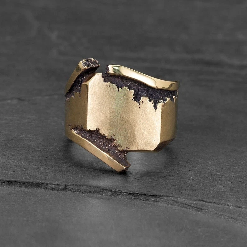 925 STERLING SILVER RING SIGNET RING MENS RING GOLD PLATED RING TWISTED BAND RIN
Opens in a new wind