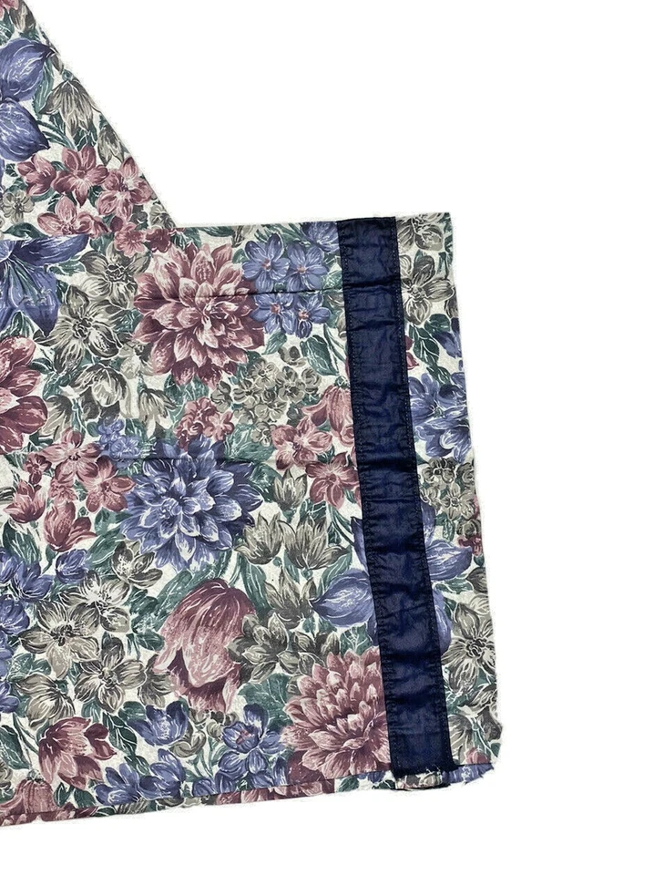 Cortina con panel de cortina floral vintage única de los años 80 azul marino y púrpura patrón de 80" Foto 3 de 4