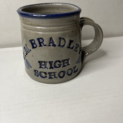 Handcrafted Pottery Salt Glaze C.M. Bradley High School Coffee Tea Mug Signed