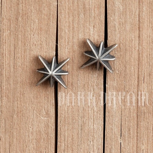 925 Sterling Silver Polaris Polestar Polar Star Ear Stud Earrings Vintage Punk - Picture 4 of 8