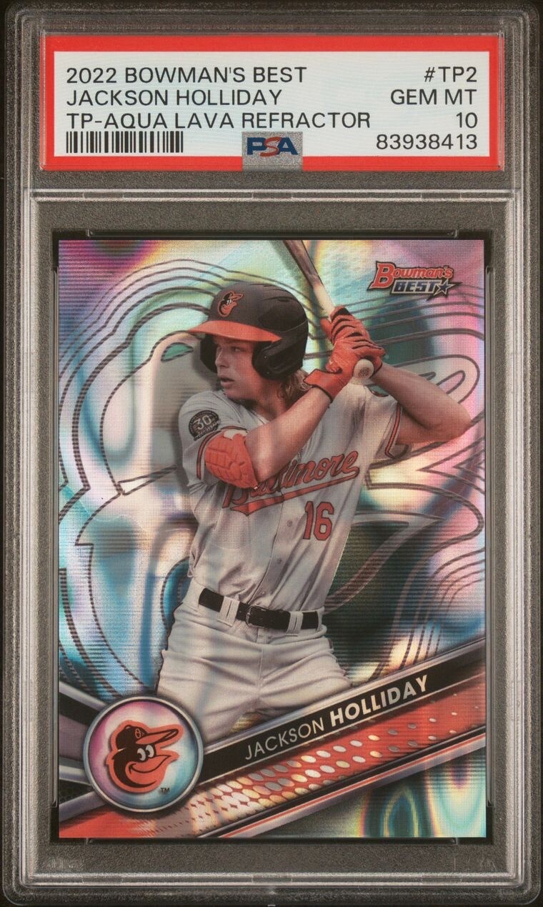 2022 Bowman’s Best Jackson Holliday Aqua Lava Refractor/199 PSA 10 #TP2