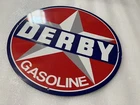 12 Inch Derby Gasoline Vintage Style Heavy Metal Steel Sign Pump Plate