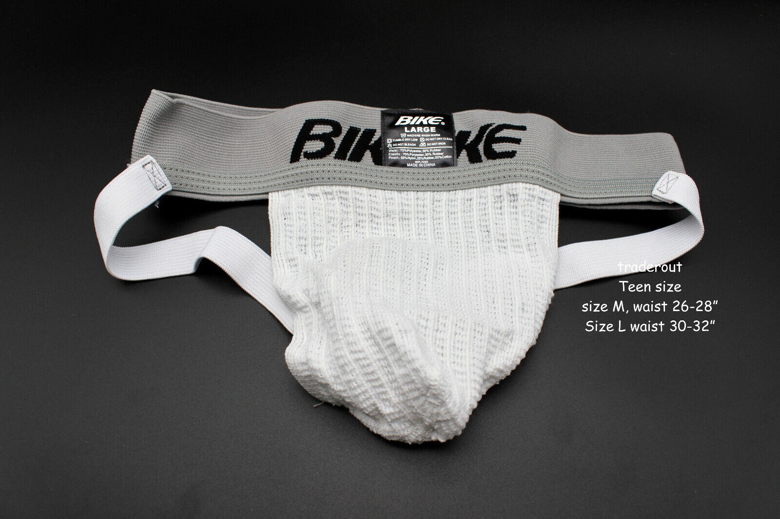 Bike Teen white 2" waistband athletic supporter jock strap jockstraps size M L