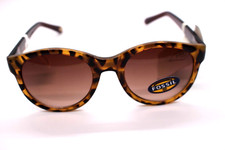 FOSSIL ROUND SUNGLASSES BROWN/BLACK TORTOISE 50-21-140 BROWN LENS