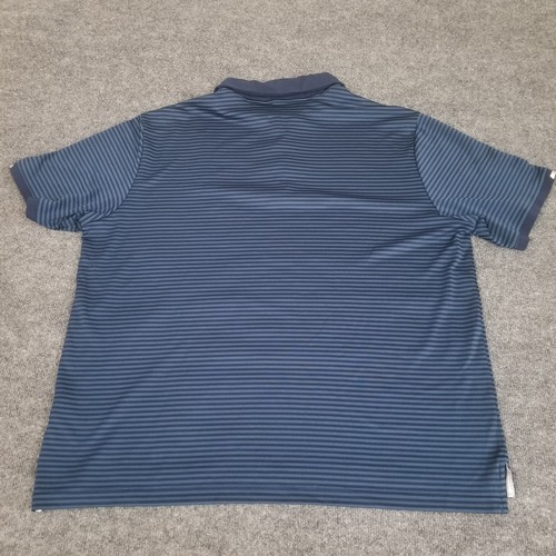 Adidas Polo Golf Shirt Blue Striped Short Sleeve Tennis Climachill Men’s 2XL - Picture 2 of 15