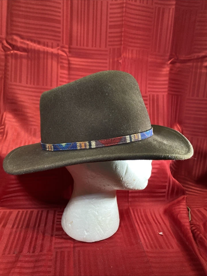 Sombrero de Vaquero Marrón Fieltro Lana Naturalista De Colección Hecho en EE. UU. Talla Mediana Foto 4 de 4