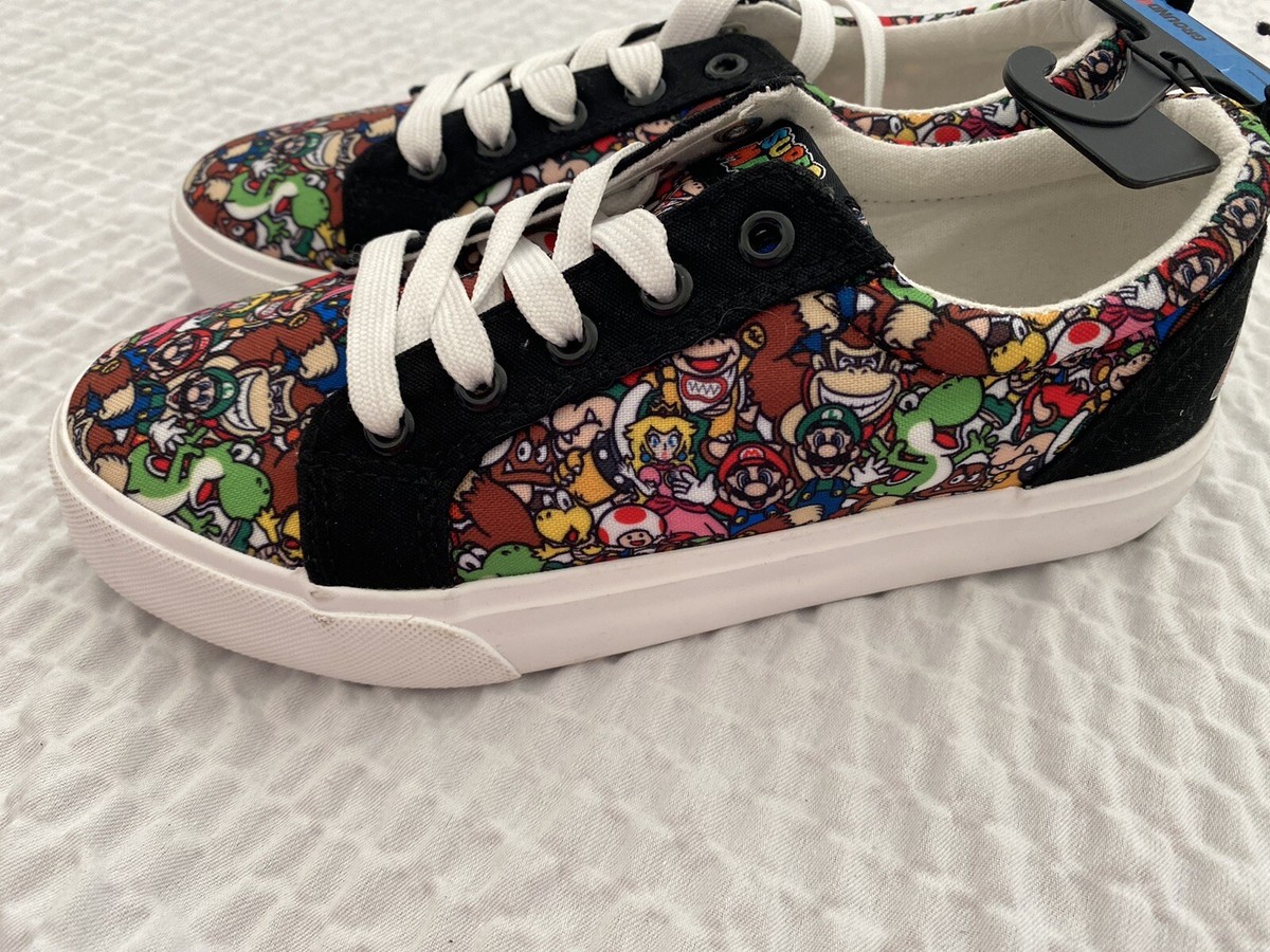 Nintendo Ground Up Super Mario Shoes Game Over Kids Size 4 Low 