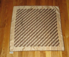 Vintage Sally Gee Brown Tan Geometric Silk Blend Square Scarf 22" Japan
