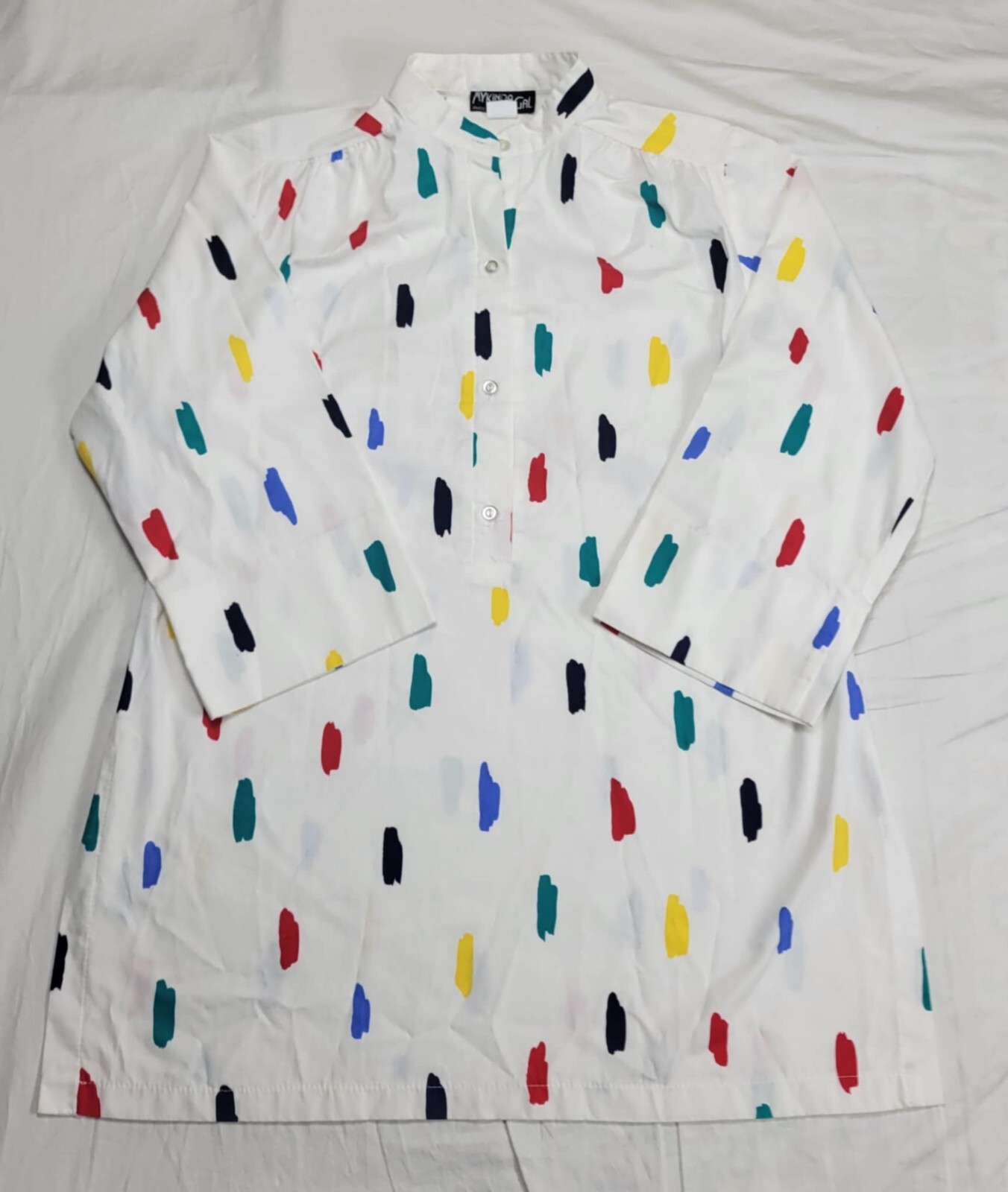 My Kinda Gal Blouse Women's Size Medium Vintage Colorful Printed Made In U.S.A