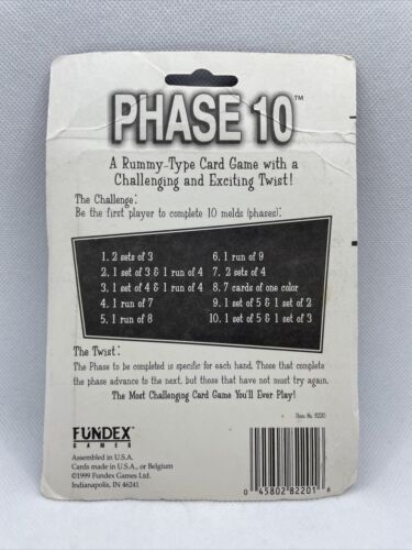 1999 NIB Phase 10 Fundex Games Rummy Card Game with a Twist Vintage On card - Picture 2 of 6