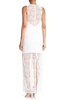 dvf white lace dress DIANE von FURSTENBERG DVF White Sheer Lace Embroidered Maxi Gown Dress 2 =  XS
