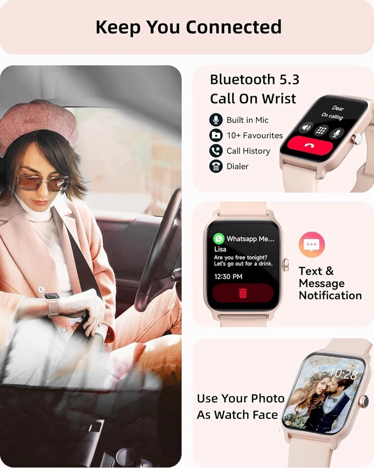 Women Alexa SmartWatch Fitness Bluetooth Call Watch for Android iPhone Samsung - Image 3 of 4