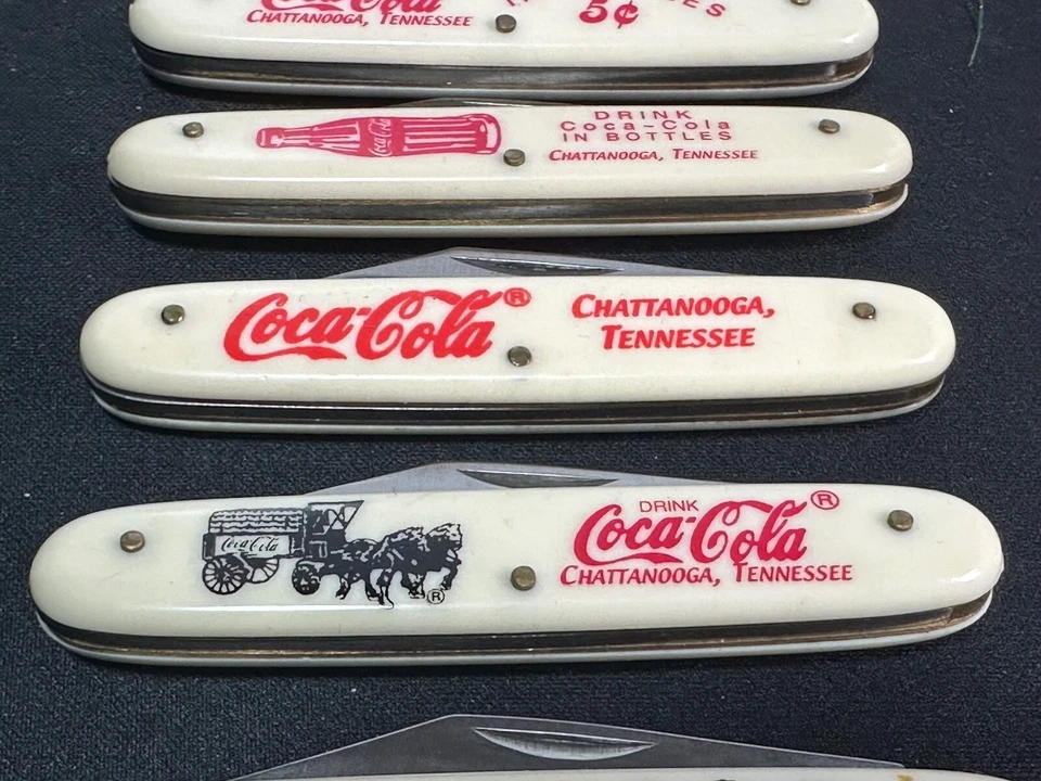 Faca dobrável Flying Falcon Coca-Cola Chattanooga anúncio talheres gelo CONJUNTO COMPLETO!! - Imagem 3 de 4