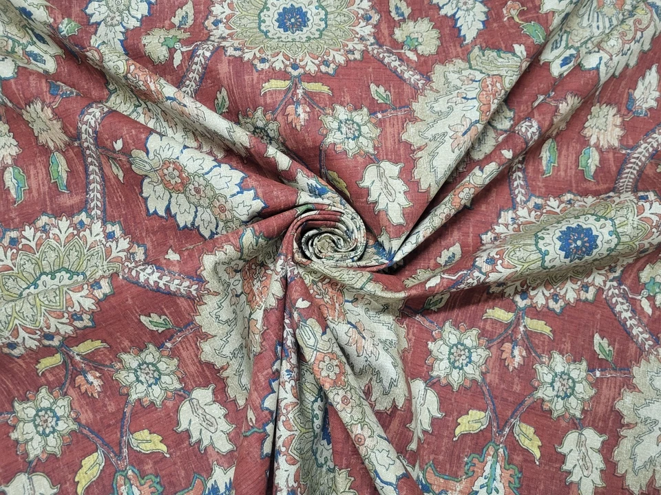 Waverly CASTLEFORD GARNET Red Blue Beige Floral Multi-Purpose Drapery Uph Fabric - Image 4 of 4