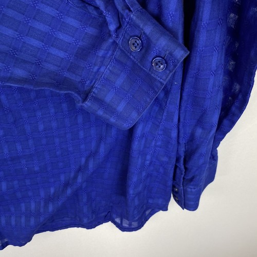 Coldwater Creek Blue Cotton Long Sleeve Button Down Casual Top 14 - Picture 7 of 13
