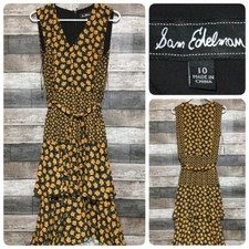 Sam Edelman Midi Floral Dress Women s 10 Tied Waist 100 Polyester