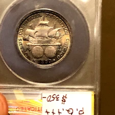 1893 columbian exposition silver half dollar anacs ms63 Great Colorful Toning PQ