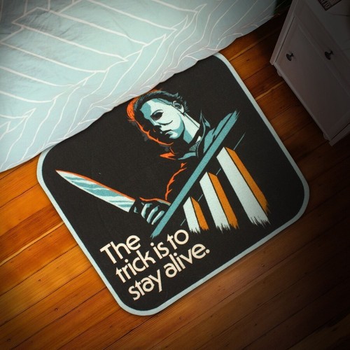 NEW Creepy Co. Halloween TRICK IS TO STAY ALIVE RUG Michael Myers 38x34" Horror - Picture 5 of 5