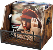 Vinyl Record Storage,Wooden Crate  Vinyl Holder with Dividers for Albums  Magaz