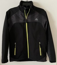 Snozu Boys Size L 14-16 Black Gray Full Zip Softshell Fleece LinedJacket Pockets