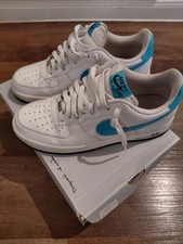 Nike Air Force White Turquoise Men's Lace Up Low Top Sneakers Activewear Casual