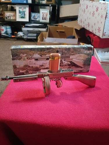 Vintage Thompson Machine Gun Copper Tone Lighter Holder With Original Box