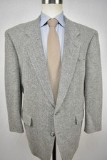 1976-1994 Hart Schaffner Marx Gray Herringbone 100 Wool Sport Coat Size: 46R