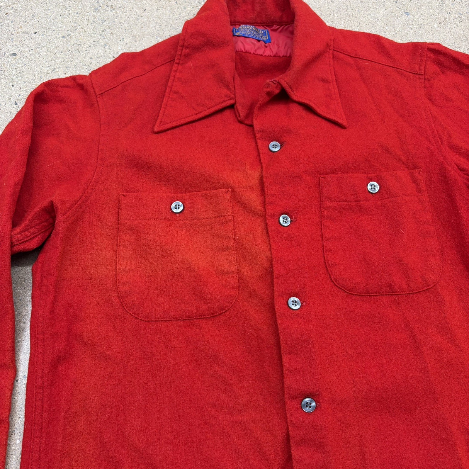 Vintage Pendleton Red Wool Loop Collar Button Up … - image 3