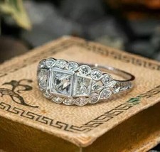 2.5Ct Art Deco Style Lab Created Diamond Anniversary 14K White Gold Finish Ring