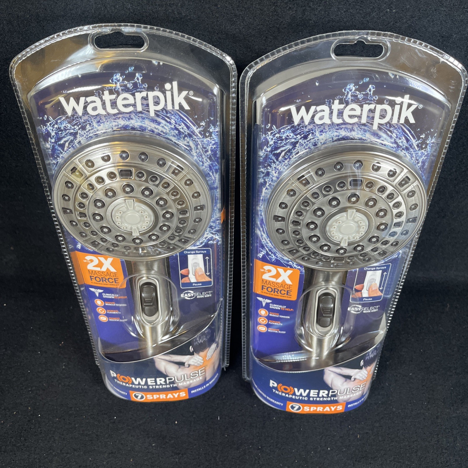 (2) Waterpik VOT-669E 7-Mode Powerpulse Hand Held Shower - B