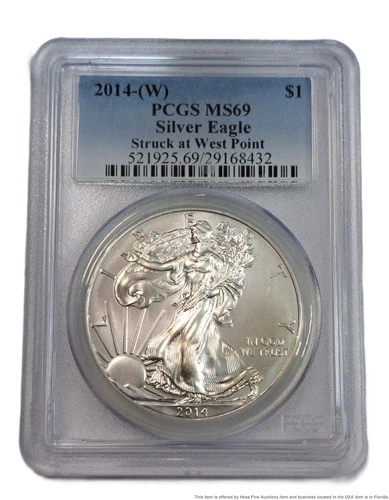 PCGS MS 69 2014 W West Point American Silver Eagle 999 Fine Silver Coin