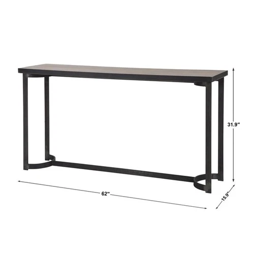 Uttermost Basuto Modern Iron Metal and Wood Console Table in Light Gray - Picture 8 of 8