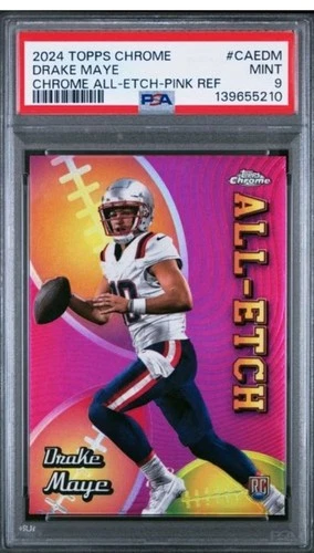 2024 Topps Chrome-Drake Maye Rookie Chrome All-Etch-Pink Refractor #CAE-DM PSA 9