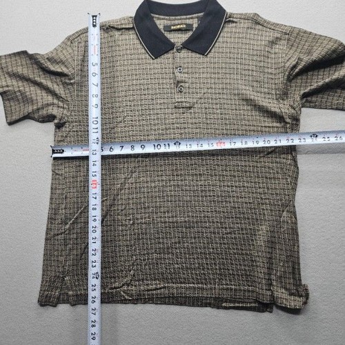 Bachrach Men's Large Brown Black Checkered Short Sleeve Polo Shirt Cotton - Picture 4 of 9