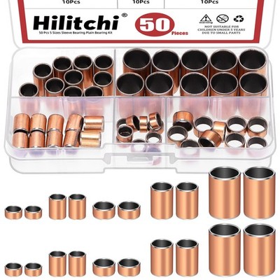 Hilitchi 50PCS 5 Sizes Sleeve Bearing Plain Bearings Wrapped Oil-Less Bushing...