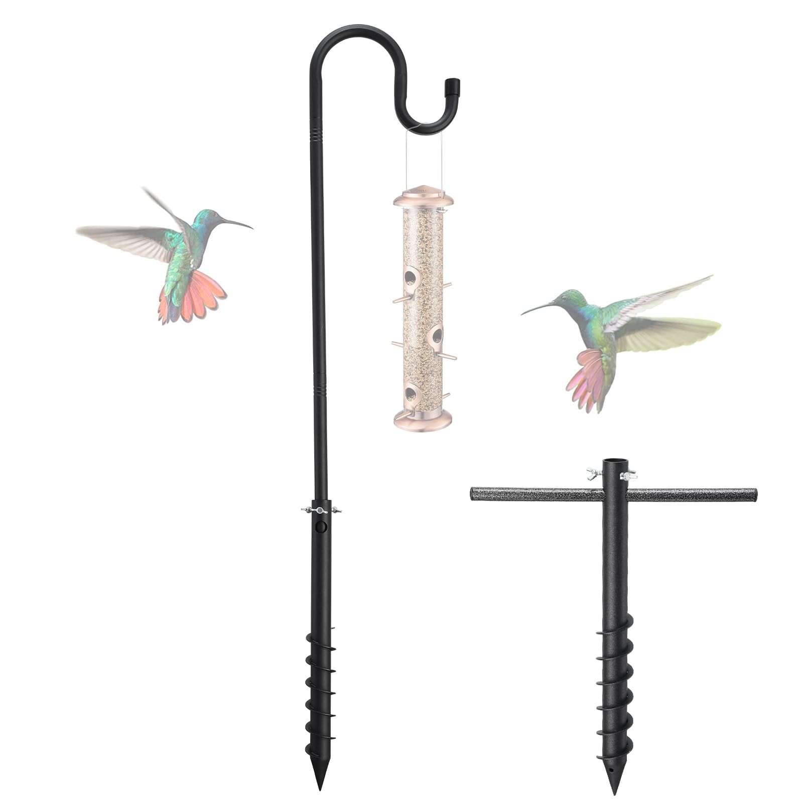 Pole, 108" Shepherds Hooks For Outdoor Heavy Duty, Tall Hummingbi