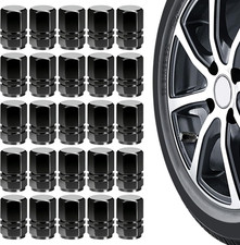 30 Pack Tire Valve Stem Caps Aluminum Dustproof Seal Ring Black Universal Fits