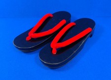 GETA Holz Sandalen Japan Geisha Schuhe Pantoffeln schwarz rot Gr. 37 37,5 Asien